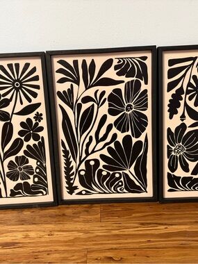 TQianJiamg flower plant wall decor 24”x16” set of 3